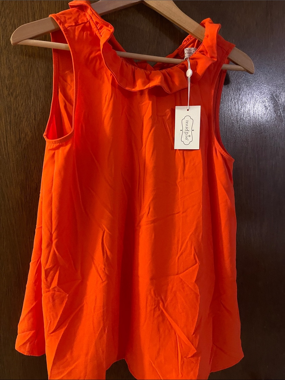 Mud Pie Orange Ruffle-Neck Sleeveless Top